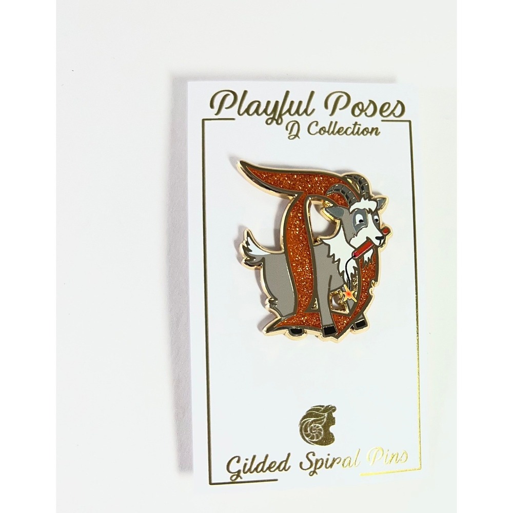 Playful Poses D Collection Pin Big Thunder Mountain Goat 1.25" New Orange Gray